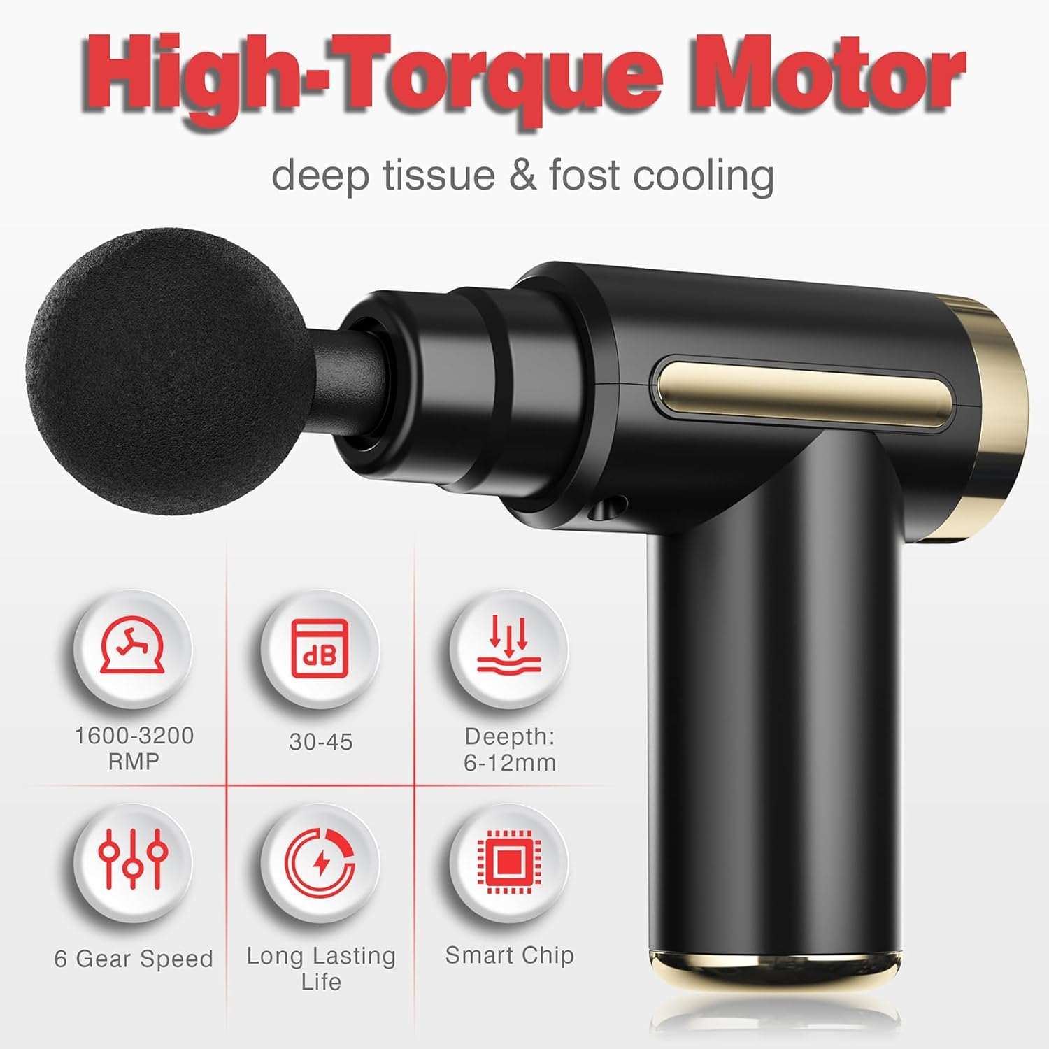 Well More Massage Gun Deep Tissue for Pain Relief with 4 Massage Heads & 6 Speeds, Electric Mini Handheld Body Massager for Any Pain Relief alternate