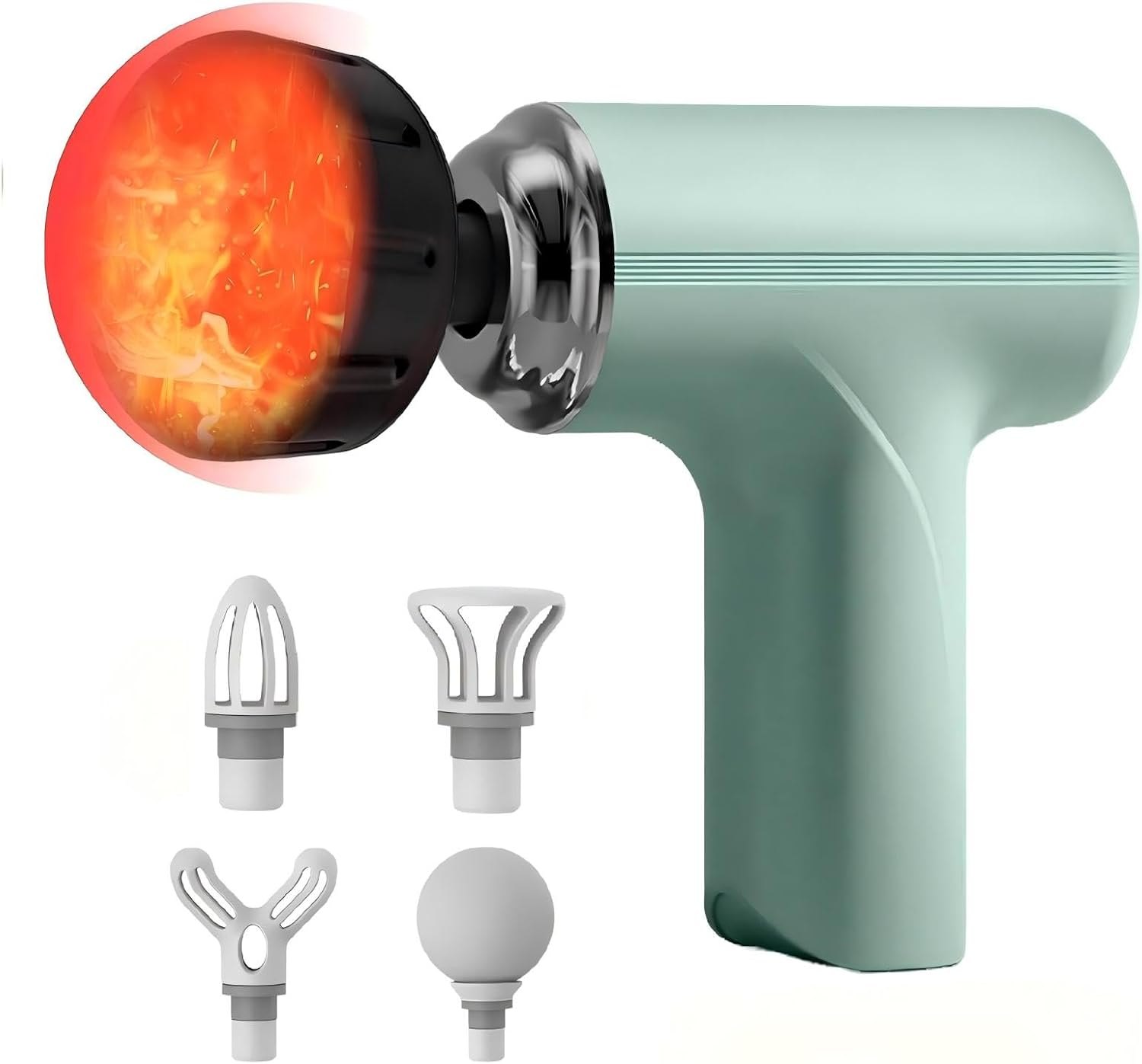 Wellmore Massage Gun with Heat – Deep Tissue Percussion Massager, Handheld Mini Muscle Gun, 5 Massage Heads, Quiet & Portable