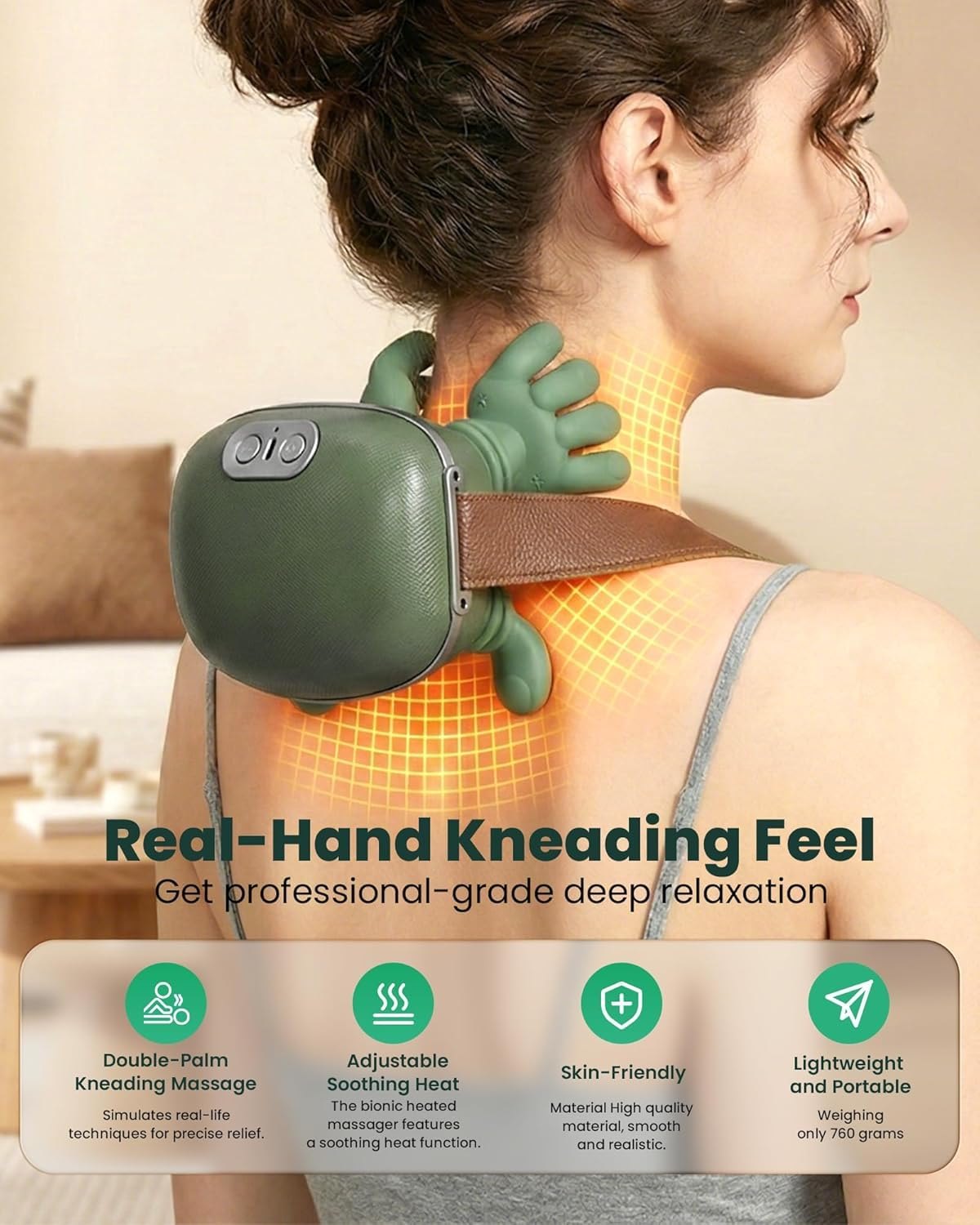 WellMore  Heated Massager,Wireless Portable Shiatsu Neck and Back Massager,Electric Deep Tissue alternate