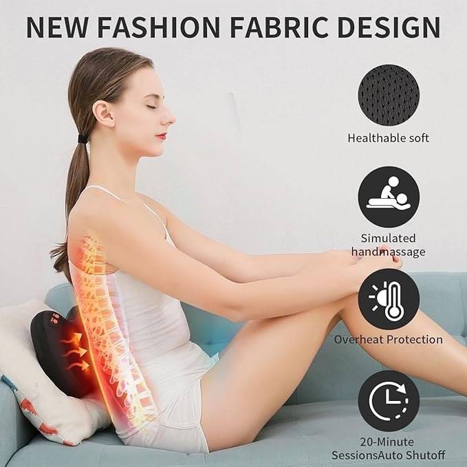 Wellmore Back Massager, Shiatsu Neck Massager with Heat, Electric Back Massager for Shoulder, Back, Leg, Deep Tissue Kneading Massage to Relief Muscles alternate