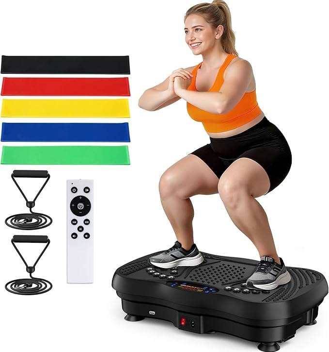 WellMore Vibration Plate Exercise Machine, 130 Levels Full Body Workout Vibrating Plate for Lymphatic Drainage Weight Loss