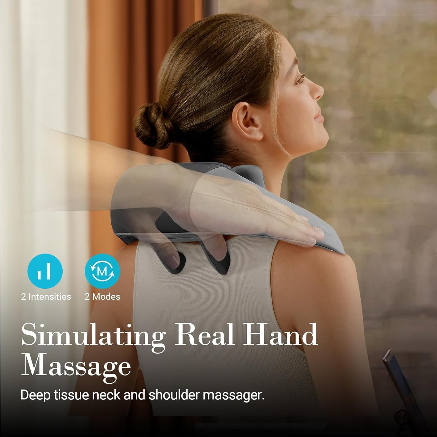 Well More Neck Shoulder Massager with Heat , 4D Expert Deep Tissue Kneading Massager, Rechargeable Massage for Neck, Shoulder, Traps and Back Pain Relief alternate